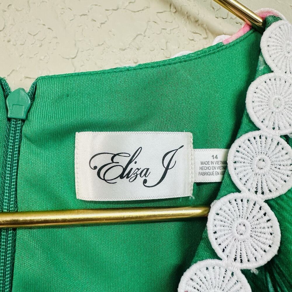 Eliza J Sleeveless Floral Embroidered Lace Trim A-Line Sheath dress Size 14 NWOT - Picture 9 of 12